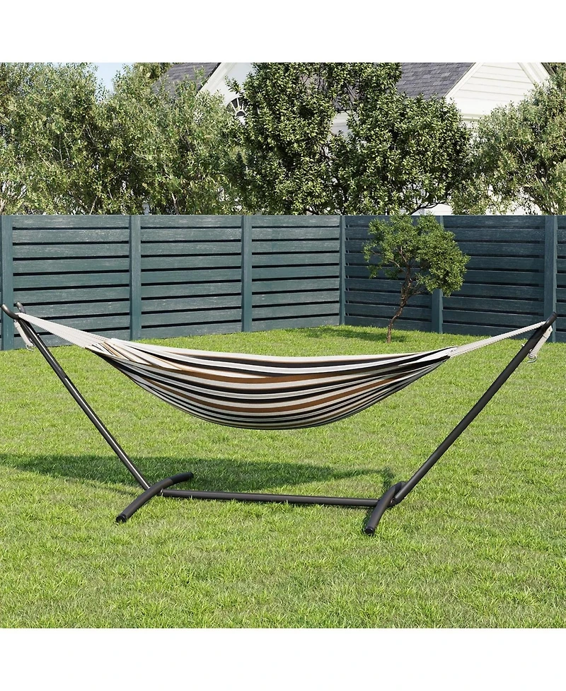gaomon Double 2-Person Hammock with Stand, Indoor/Outdoor, Space-Saving Steel Frame, Carry Bag, 450 Lbs Capacity, Garden & Beach, Coffee