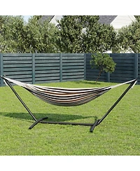 gaomon Double 2-Person Hammock with Stand, Indoor/Outdoor, Space-Saving Steel Frame, Carry Bag, 450 Lbs Capacity, Garden & Beach, Coffee