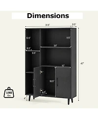 Slickblue 47 Inch Bookshelf with Open Cubes and Bottom Storage Cabinet
