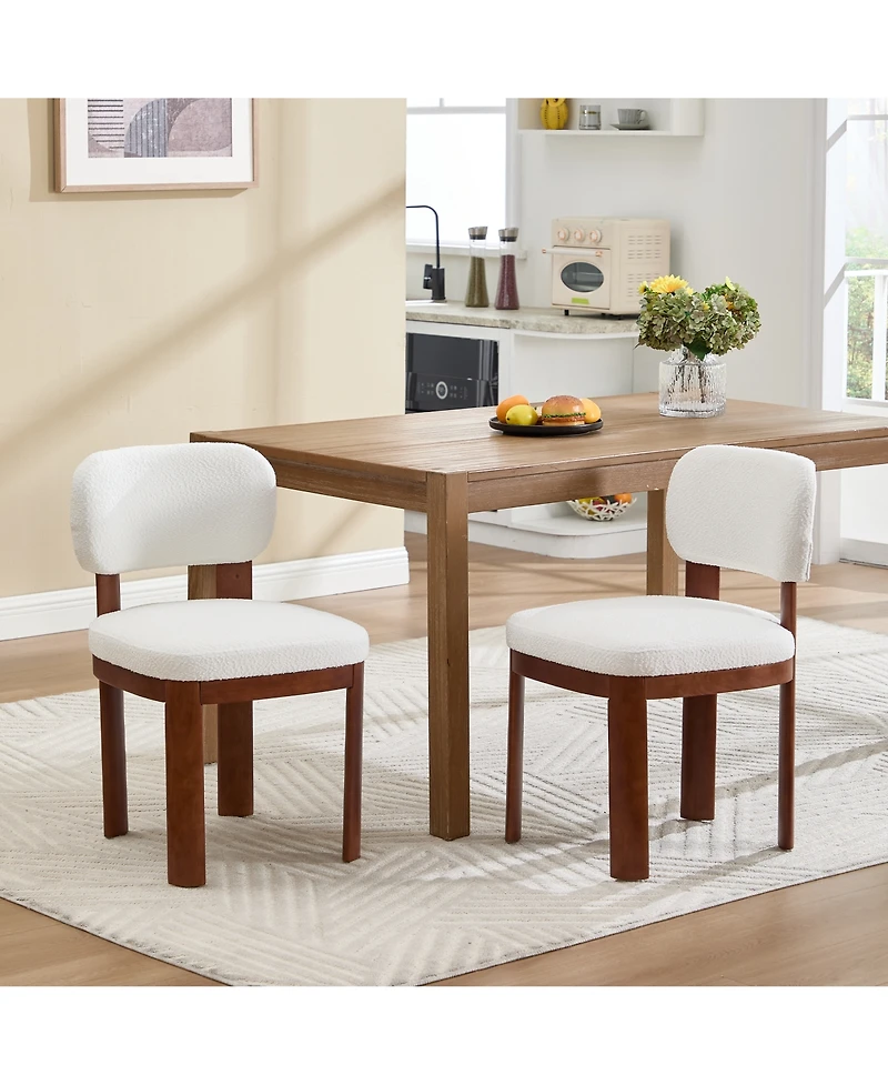 Clihome Modern Fabric Upholstered Dining Chairs, Accent Wood Legs, Armless Side Dinner Chair