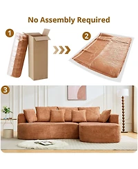 gaomon 106" Curved Modular Sectional Sofa with Throw Pillows, Luxury Chenille Boneless Cloud Couch