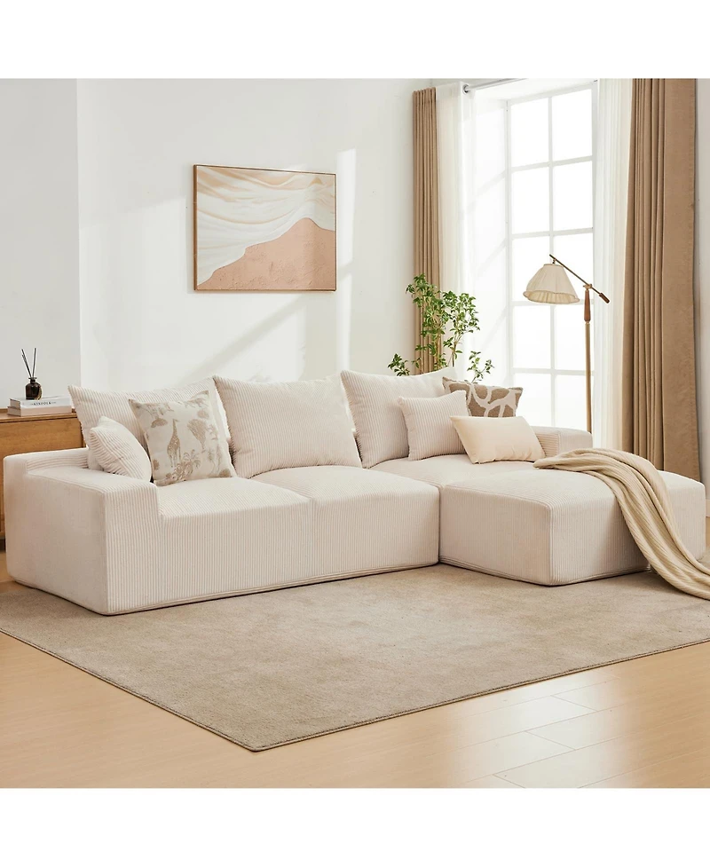 gaomon 110" Modular Sectional Sofa, L-Shaped Cloud Couch with Chaise Lounge, Boneless Deep Seat Sofa for Living Room