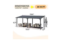 Aecojoy 20' x 8' Hardtop Gazebo Outdoor Pergola Lean to Metal Pergolas