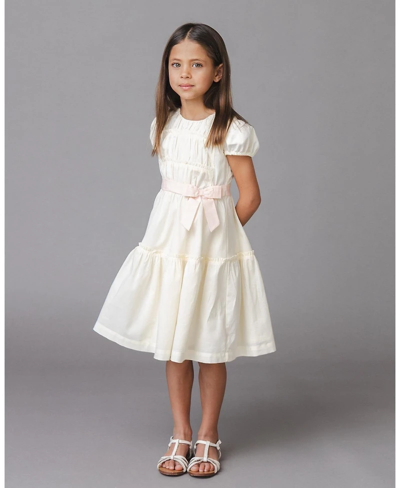Hope & Henry Toddler Girls and Organic Puff Sleeve Tiered Party Dress