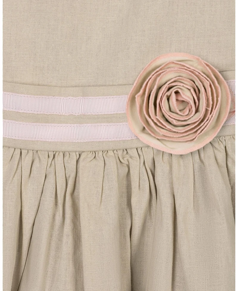 Hope & Henry Toddler Girls and Linen Cami Rosette Dress