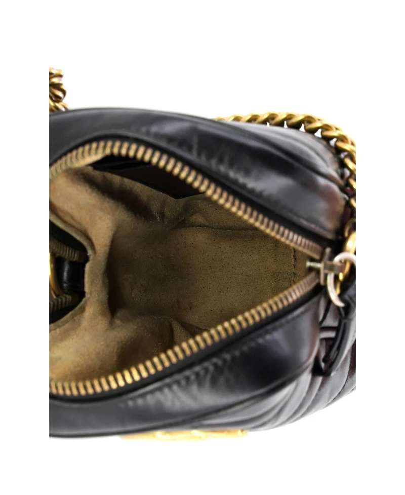 Pre-Owned Gucci Mini Gg Marmont Vertical Phone Crossbody Bag Matelasse Leather