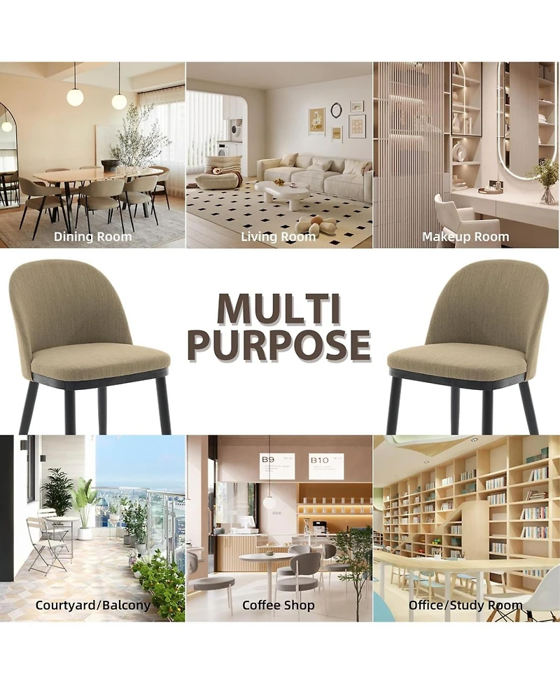 gaomon Wooden Dining Chairs Set of 6,Modern Fabric Upholstered Room Chair,Large Kitchen with High Back and Deep Seat