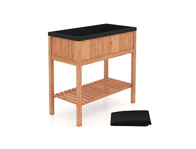 Slickblue Raised Wooden Garden Bed with Storage & 220 lb Capacity