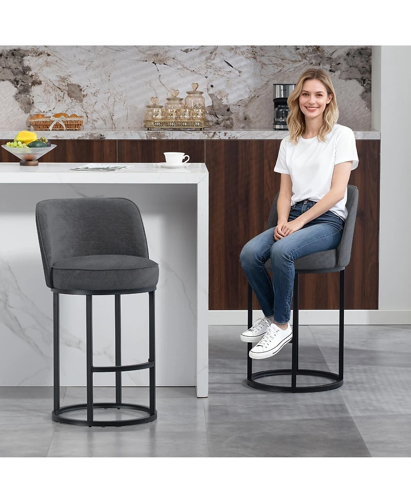 Rainsken Modern Barrel Bar Stools Set of 2
