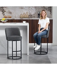 Rainsken Modern Barrel Bar Stools Set of 2