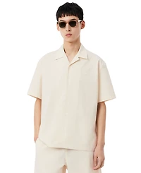 Lacoste Men's Relaxed-Fit Seersucker Waffle Hawaii Collar Shirt