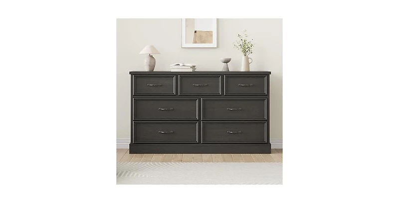 gaomon 7 Drawer Dresser for Bedroom, 55'' Wide Wooden Dressers with Metal Handle