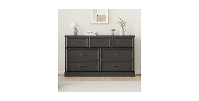 gaomon 7 Drawer Dresser for Bedroom, 55'' Wide Wooden Dressers with Metal Handle