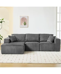 gaomon 108" L-Shaped Modular Sectional Sofa, 3-Piece Corduroy Cloud Couch with Left Facing Chaise & Armrests, No Assembly