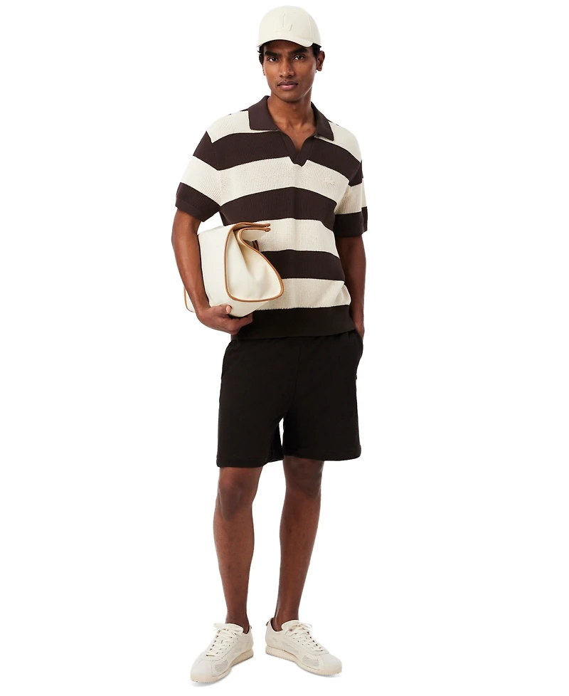 Lacoste Men's Short-Sleeve Striped Polo Collar Knit Sweater