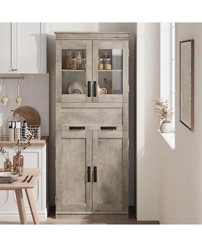 gaomon Tall Bathroom Cabinet, Storage Cabinet with Door and Drawer, Adjustable Shelf, Storage Freestanding for Laundry Room, Kitchen