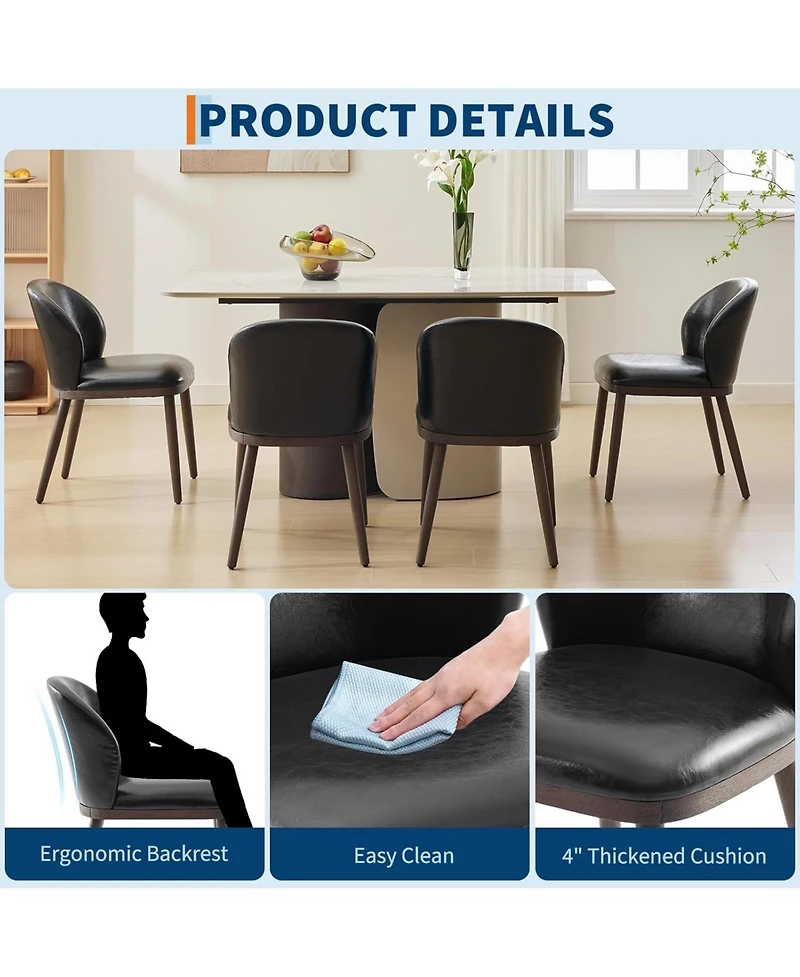 gaomon Dining Chair Set of 6,Modern Upholstered Kitchen Chairs with Ergonomic Back Support,Dining Room Chairs with Wood Legs