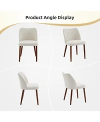 gaomon Dining Chair Set of 2,Linen Upholstered with Wood Legs,Wing Backrest,Wooden Kitchen Chair,Kitchen Chairs Thick Cushions