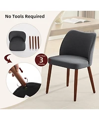 gaomon Dining Chair Set of 2,Linen Upholstered with Wood Legs,Wing Backrest,Wooden Kitchen Chair,Kitchen Chairs Thick Cushions