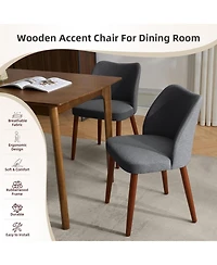 gaomon Dining Chair Set of Upholstered Dining Chair with Wood Legs, Wing Backrest, Wooden Kitchen Chair, Kitchen Chairs with Thick Cushions,