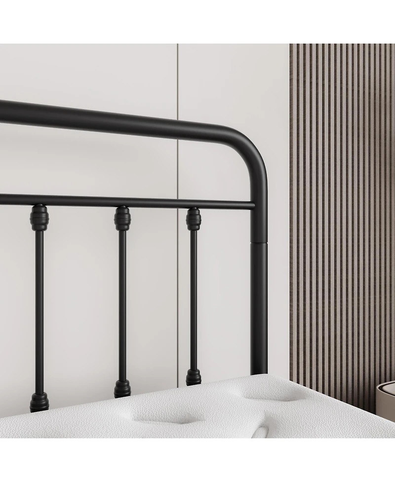 flynama Full Size Victorian Metal Bed Frame Headboard Footboard Storage