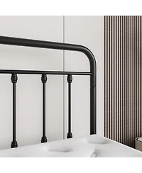 flynama Full Size Victorian Metal Bed Frame Headboard Footboard Storage