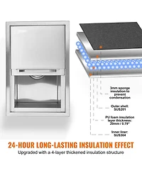 Mecale 18 x 12 x 14.5 Inch Drop-In Stainless Steel Ice Chest, 40.9 Qt with Sliding Lid