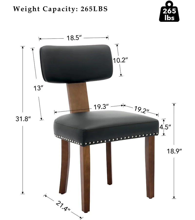 gaomon Leather Dining Chairs Set of 6, Upholstered Chairs with Curved Back & Wood Frame