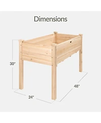 Best Choice Product 48x24x30in Raised Garden Bed, Elevated Wooden Planter for Yard w/ Foot Caps, Bed Liner