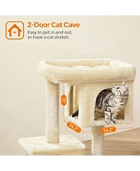 Aronkl Cat Tree Tower With Large Perch 2 Caves Scratching Posts Sturdy Stable
