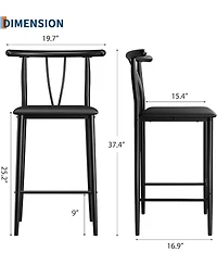 gaomon Bar Stools Set of 4 with Backrest and Footrest,Kitchen Barstools with Thick Cushion,25 in Counter Height Bar Stools for Dining Room Kitchen