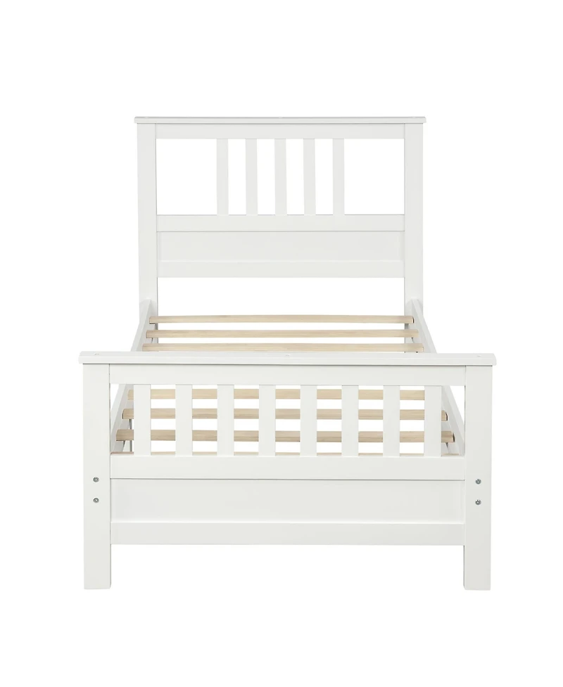 flynama Twin Size Wood Platform Bed with 42 Inch Headboard 263 Inch Footboard and 10 Slats