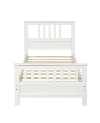 flynama Twin Size Wood Platform Bed with 42 Inch Headboard 263 Inch Footboard and 10 Slats