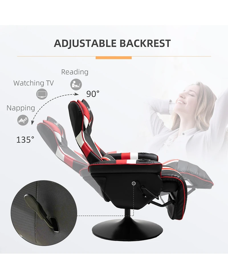 Boyel Living Gaming Chair with Lumbar Support, Footrest, and Cup Holder