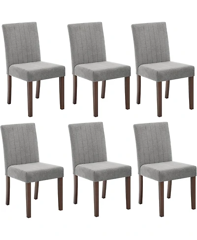 gaomon Parsons Button Tufted Dining Chairs Set of 6, Upholstered Fabric Chairs with Wood Legs, Vertical Stripe