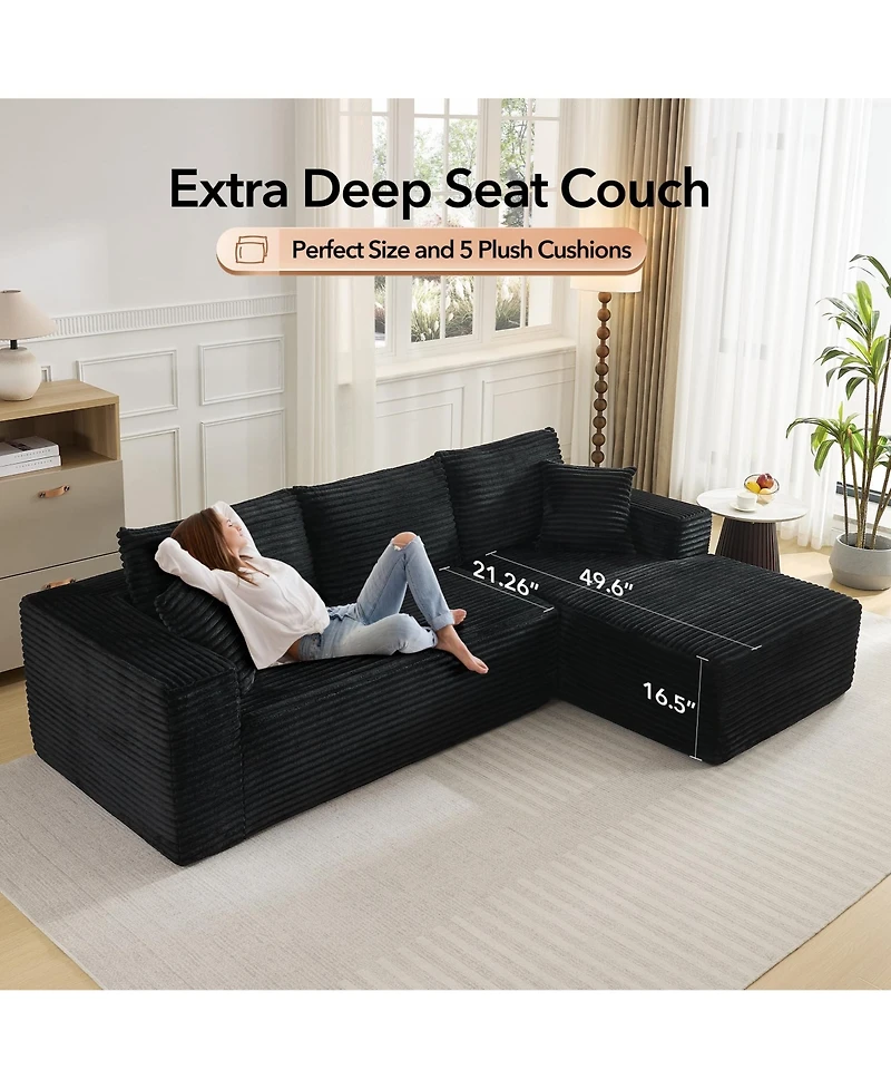 gaomon Sectional Couches for Living Room, L-Shaped Plush Corduroy Fabric Upholstered Modular Sectional Couches