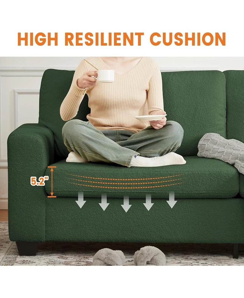 gaomon 90" Velvet 3-Seater Sofa, Oversized Tufted Couch with Wide Armrests, Washable Cushions