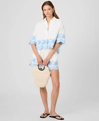 French Connection Womens Cotton Pull On Shorts Collared V Neck Blouse