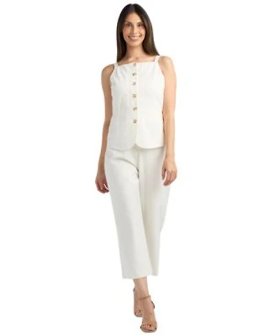 Bcx Womens Button Front Cami Top Cropped Pant Set