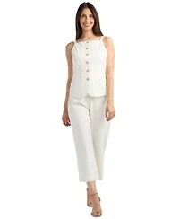 Bcx Womens Button Front Cami Top Cropped Pant Set