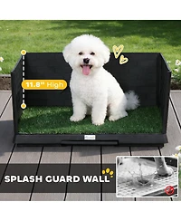 PawHut Dog Grass Pad with High Walls and Tray, Indoor Potty Tray