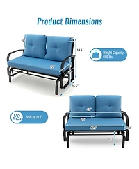 Gymax 2-Person Outdoor Patio Glider Bench Swing Seat w/ and Back Cushions Brick