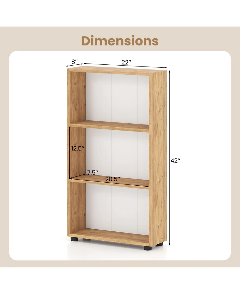 Slickblue 42 Inch 3 Tier Book Shelf with Anti Tip Kit Storage Organizer