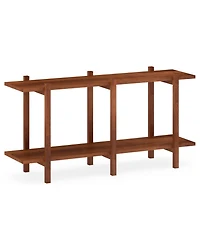 Slickblue 2 Tier Wood Display Bookcase Low Horizontal Shelf
