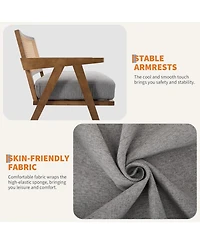 gaomon Mid-Century Farmhouse Accent Chair with Rattan Back