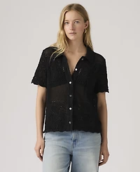 Levi's Women's Susanna Floral Crochet Collared Cotton Shirt