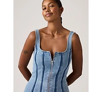 Levi's Women's Seamed Figure Hugging Slim Fit Square Neck Cotton Dress