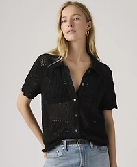 Levi's Women's Susanna Floral Crochet Collared Cotton Shirt