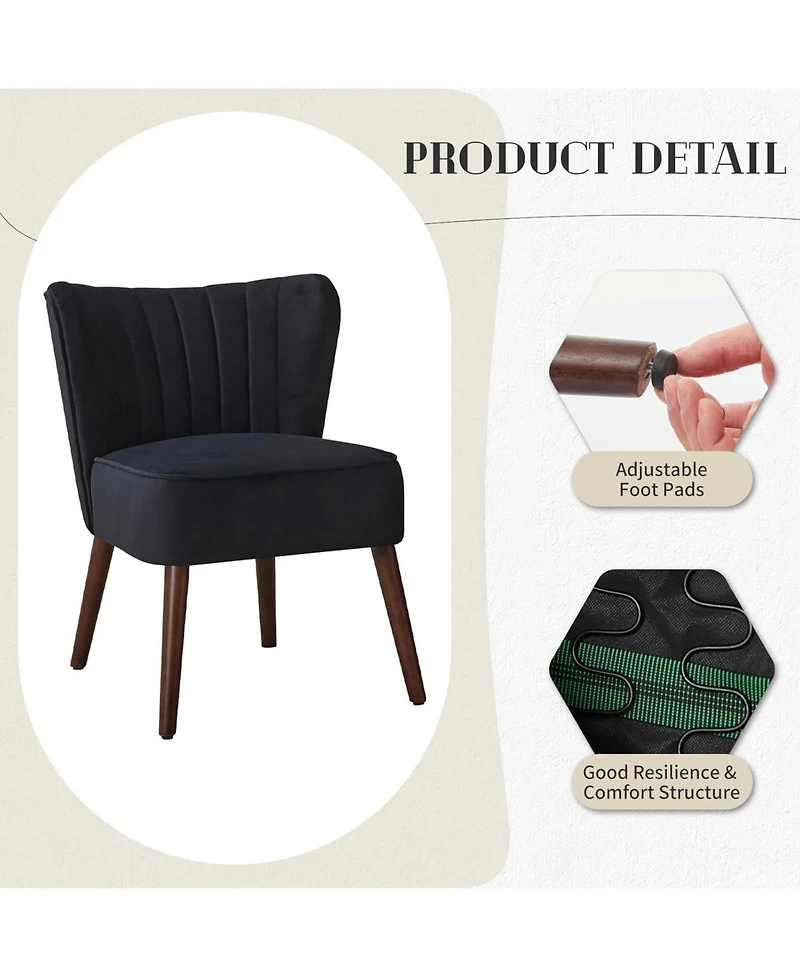 gaomon Modern Velvet Accent Chair with Wood Legs