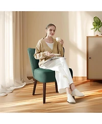 gaomon Modern Velvet Accent Chair Set of 2 with Wood Legs, Green